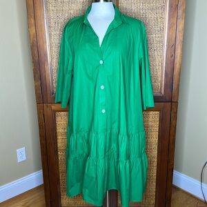 Rosso35 Kelly Green Tiered Shirt Dress Sz50